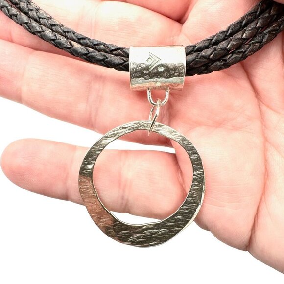 SILPADA Womens Necklace Black Leather Sterling Silver N1499 Retired - Picture 3 of 4